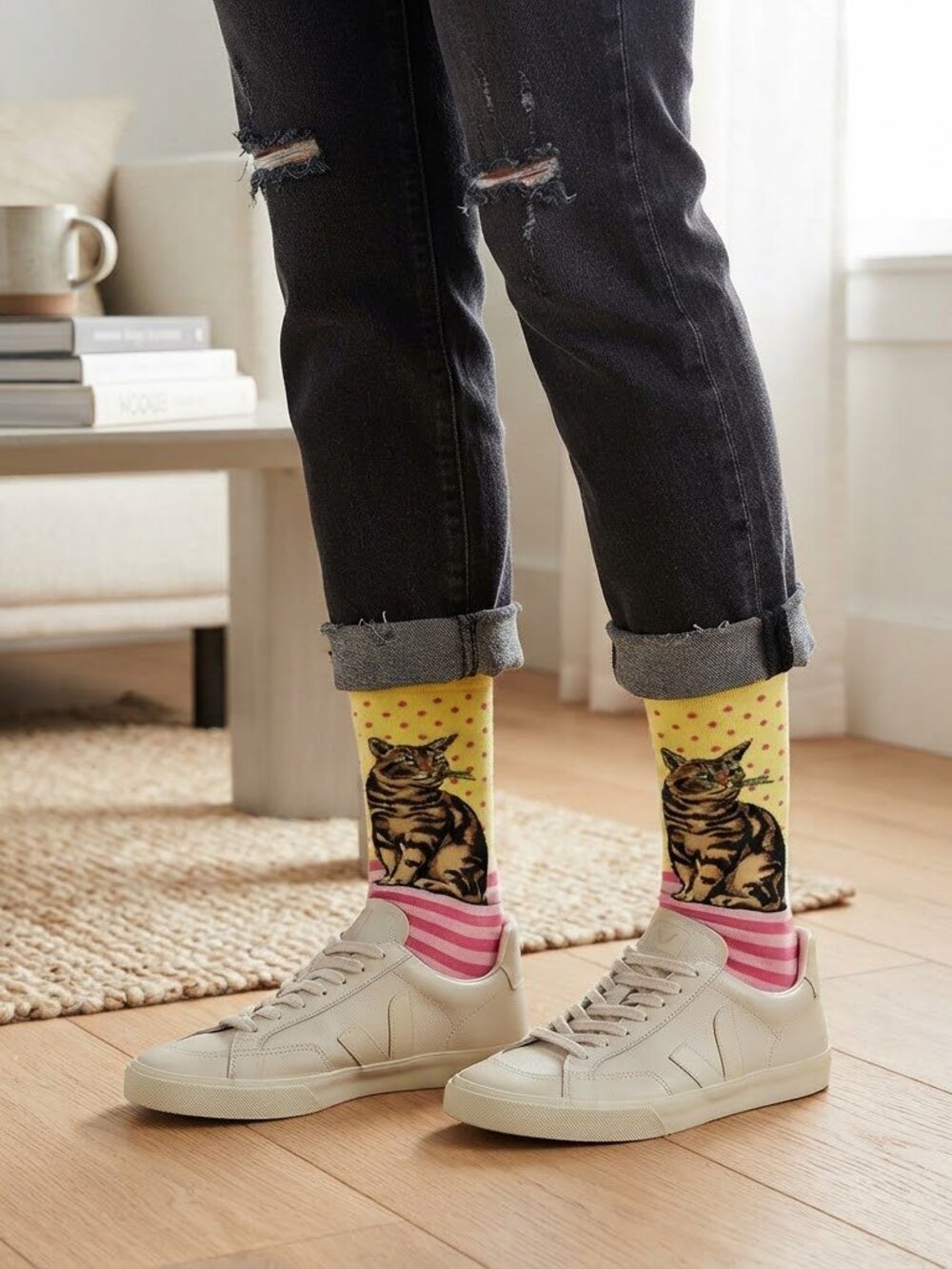 Women's tabby cat socks Size 5-10